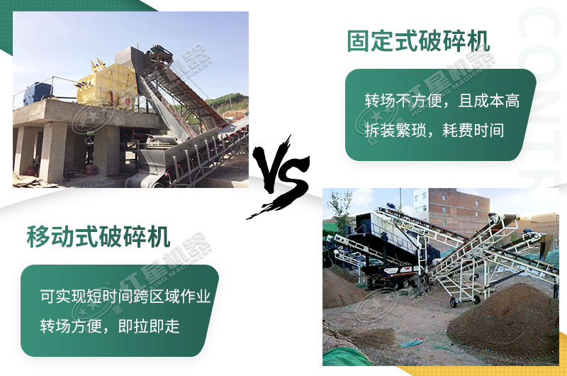 流動(dòng)粉碎石機(jī)，可以隨時(shí)轉(zhuǎn)場(chǎng)停車(chē)生產(chǎn)的破碎生產(chǎn)線